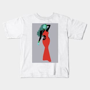 Teal Alien Woman 02 Kids T-Shirt